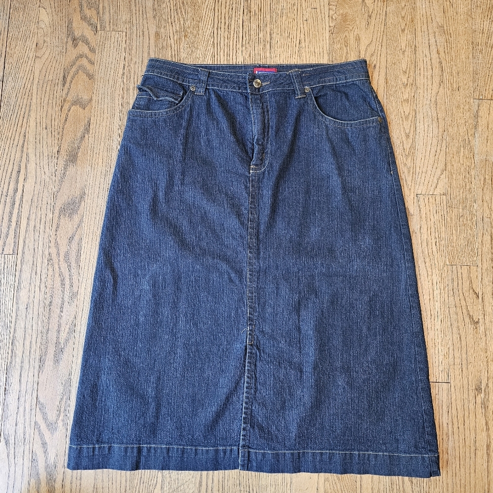 Westport Dark Blue Denim A-line Midi Skirt Size 14W